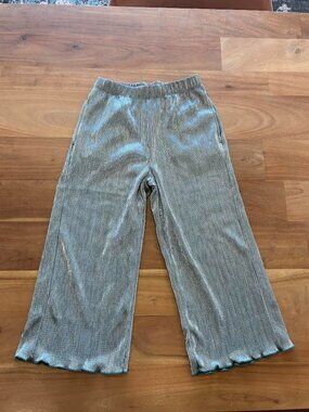 Hanna Andersson- Kids wide-leg metallic ribbed pants- Green